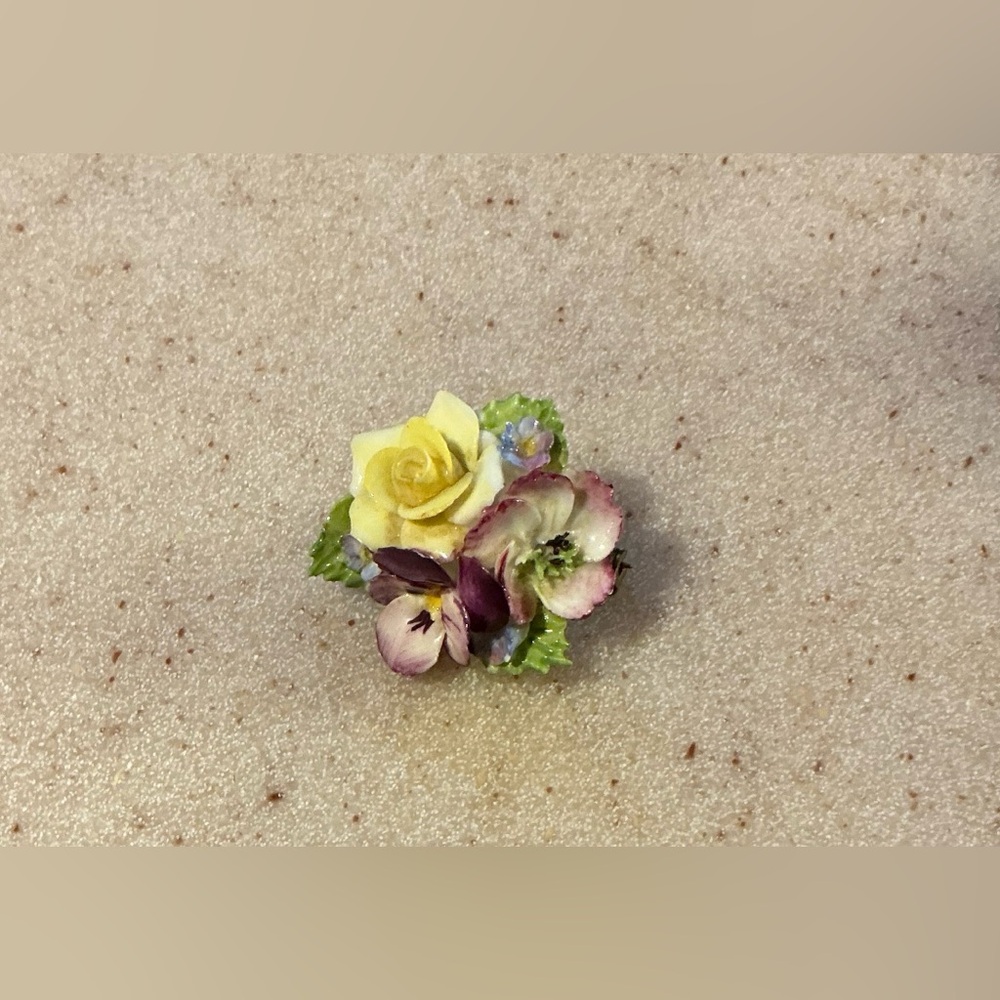 Charming Floral Brooch with Yellow and Purple Blooms